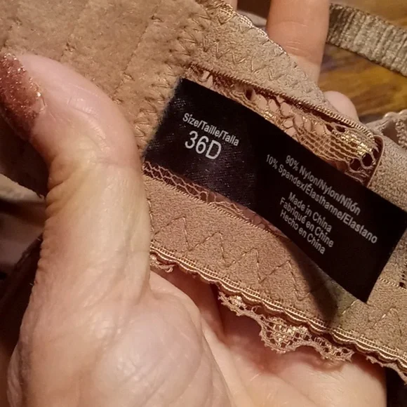 NWOT 36D Feminine Rene Rofe caramel Colored Lace Sexy Padded Underwire Bra - Picture 11 of 12